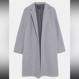 Zara Womens Grey Soft Open Front Long  Coat